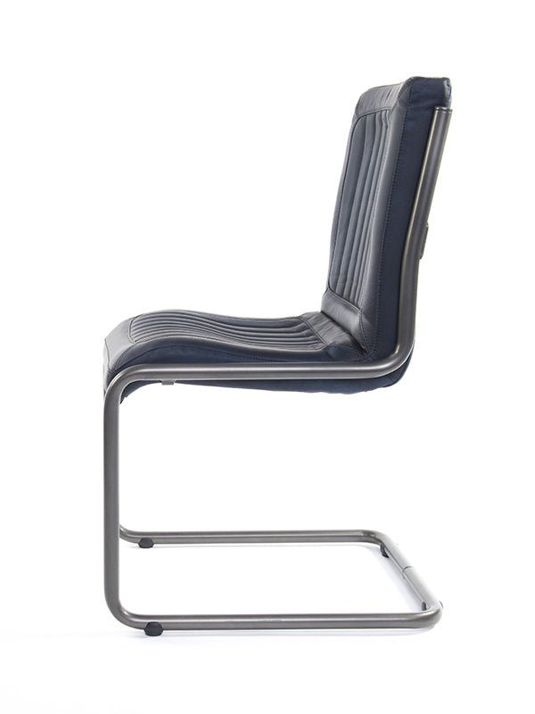 Blauer Freischwinger Wohn- und Esszimmerstuhl | Modell GUSE